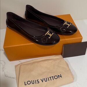Louis Vuitton patent leather amaranth burgundy flats size 39.5 new